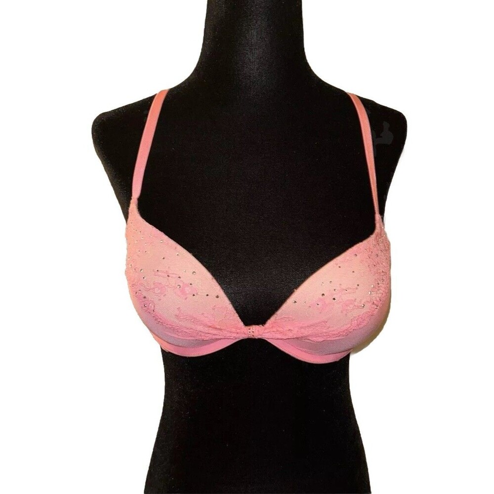 Pink Sparkling 36B Padded Adjustable Straps Bra
